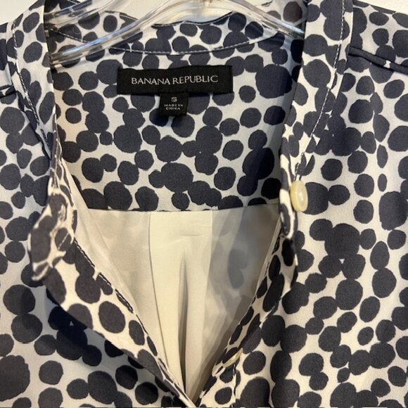 Banana Republic Black & White Abstract Dot Print Tie-Waist Dress | Size S - Picture 4 of 6